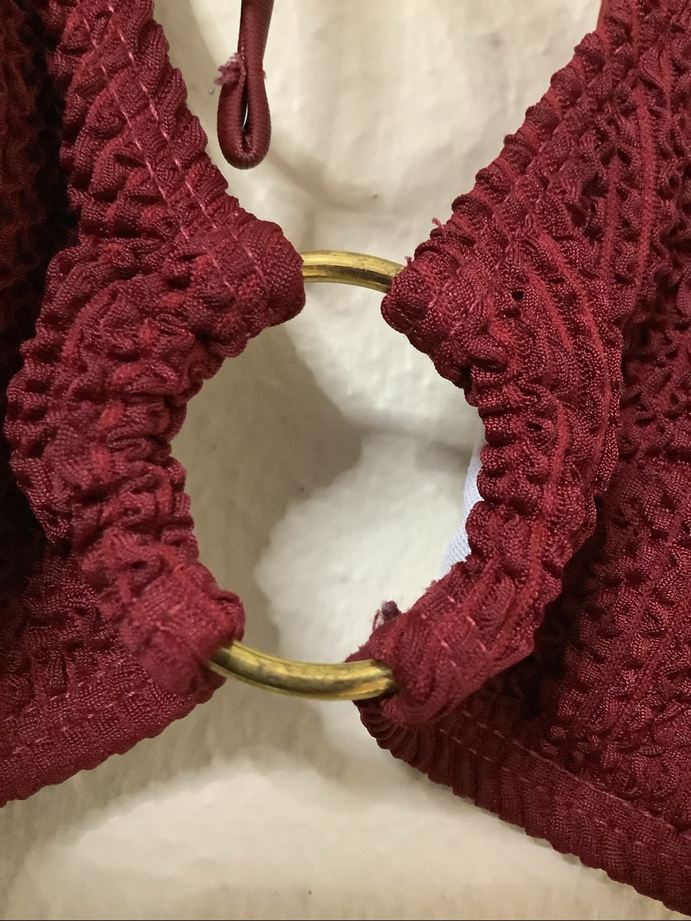 Women's Textured Halter Bikini Top - Burgundy - Picture 5 of 9